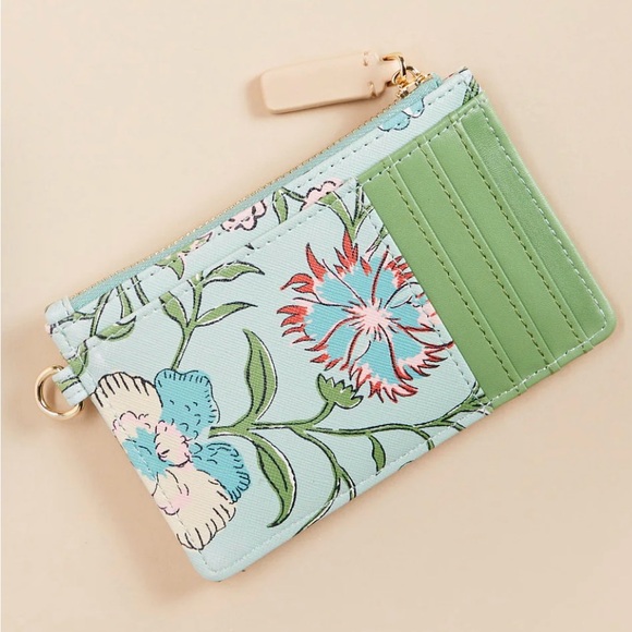 Slim Card Coinpurse Hamilton Floral Block Print Seafoam - Picture 5 of 5